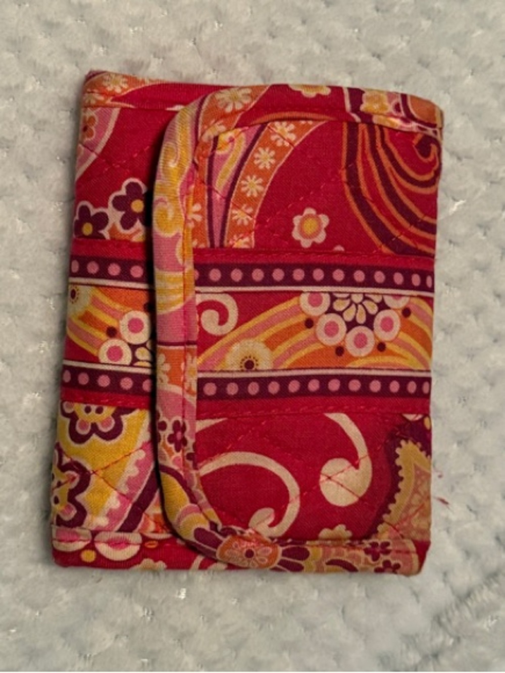 Vera Bradley Red Pink Yellow Paisley Quilted Phone Wallet